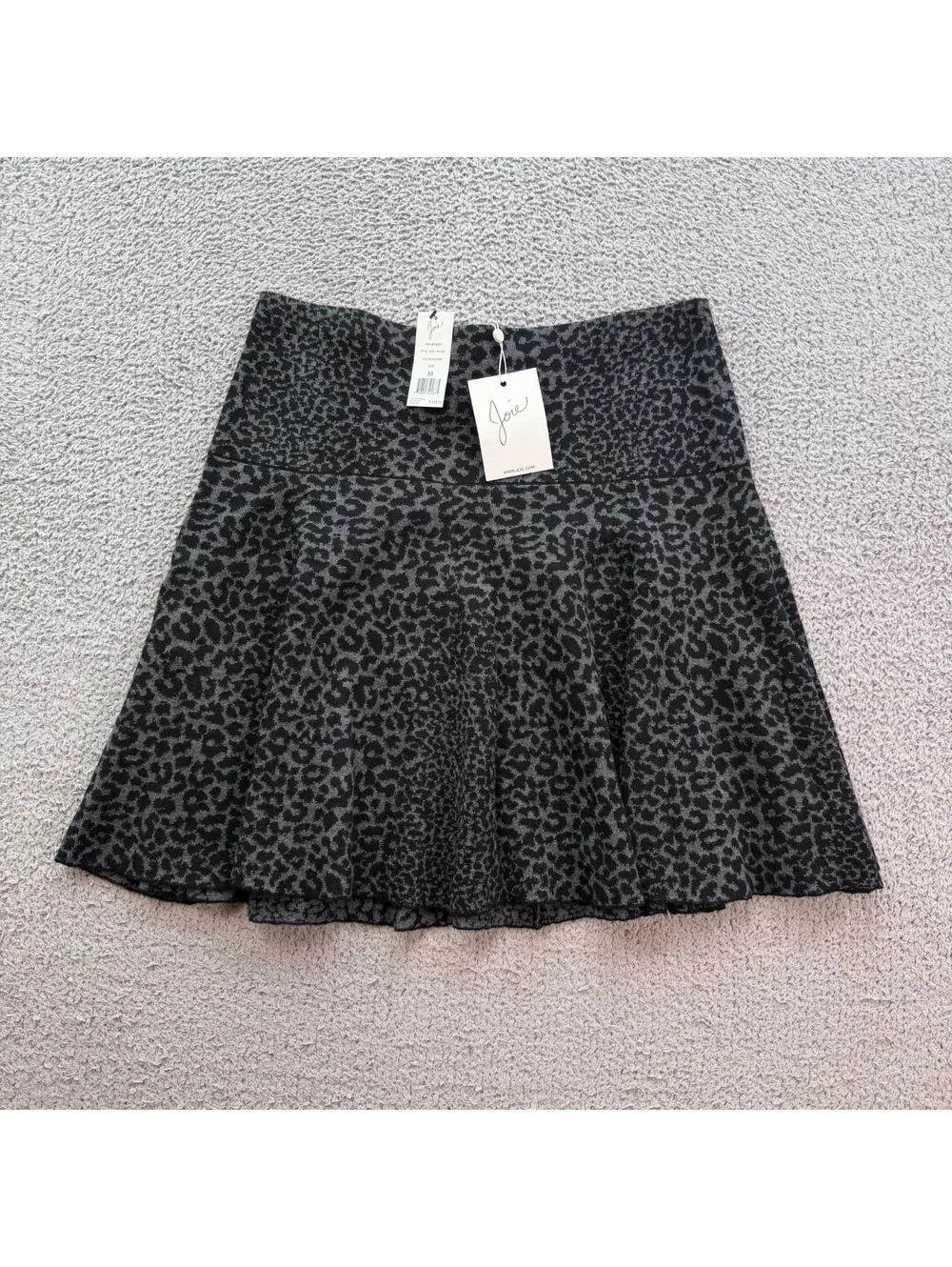 NWT Joie Wemberley Leopard Jacquard Knit Flared Mini Skirt Gray Black Size M